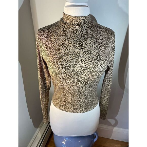 Gaze Cropped Mock Turtleneck, Leopard Print, S - Picture 1 of 9
